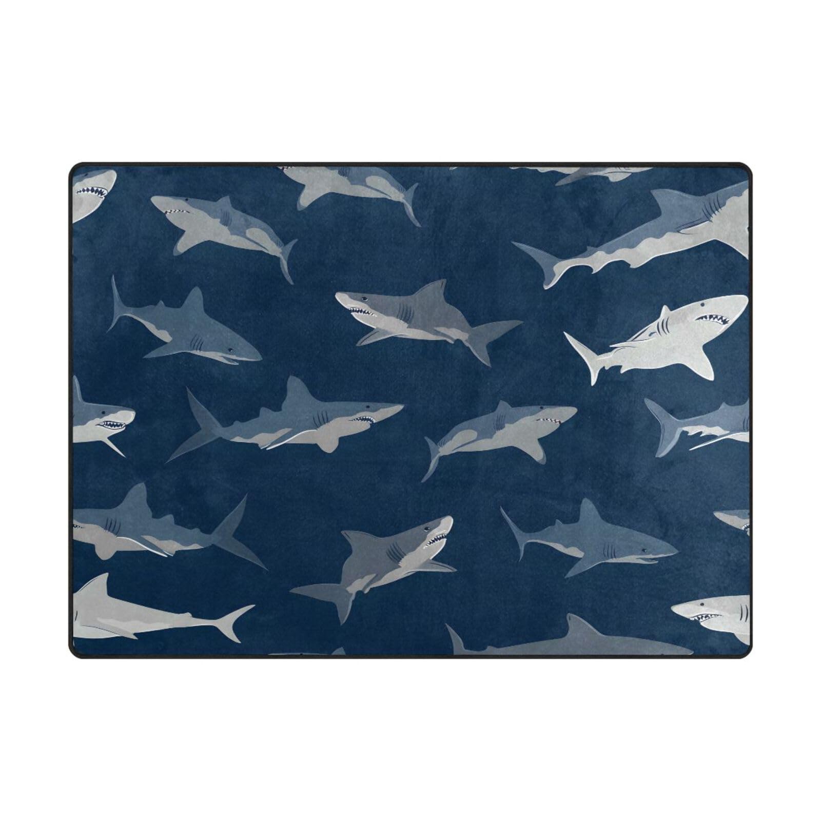 Amazon.com: ALAZA Blue Cartoon Shark Print Area Rug Rugs for